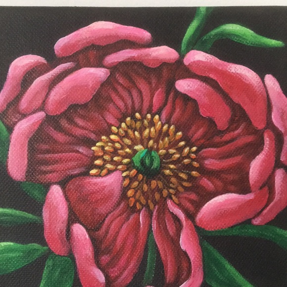 6”x6”canvas/“Pink flower”original acrylic painting - Picture 3 of 4